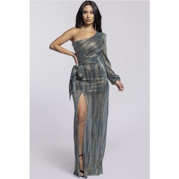 WOW couture Dresses & Skirts - Clearance - Teal One Shoulder Semi-Formal Dress